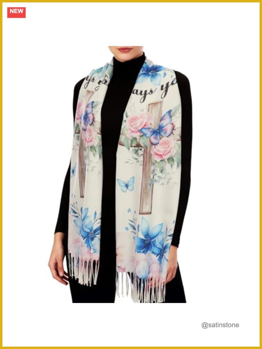 Faith Inspired Prayer Shawl Wrap Pashmina Soft Cashmere Blend Scarf